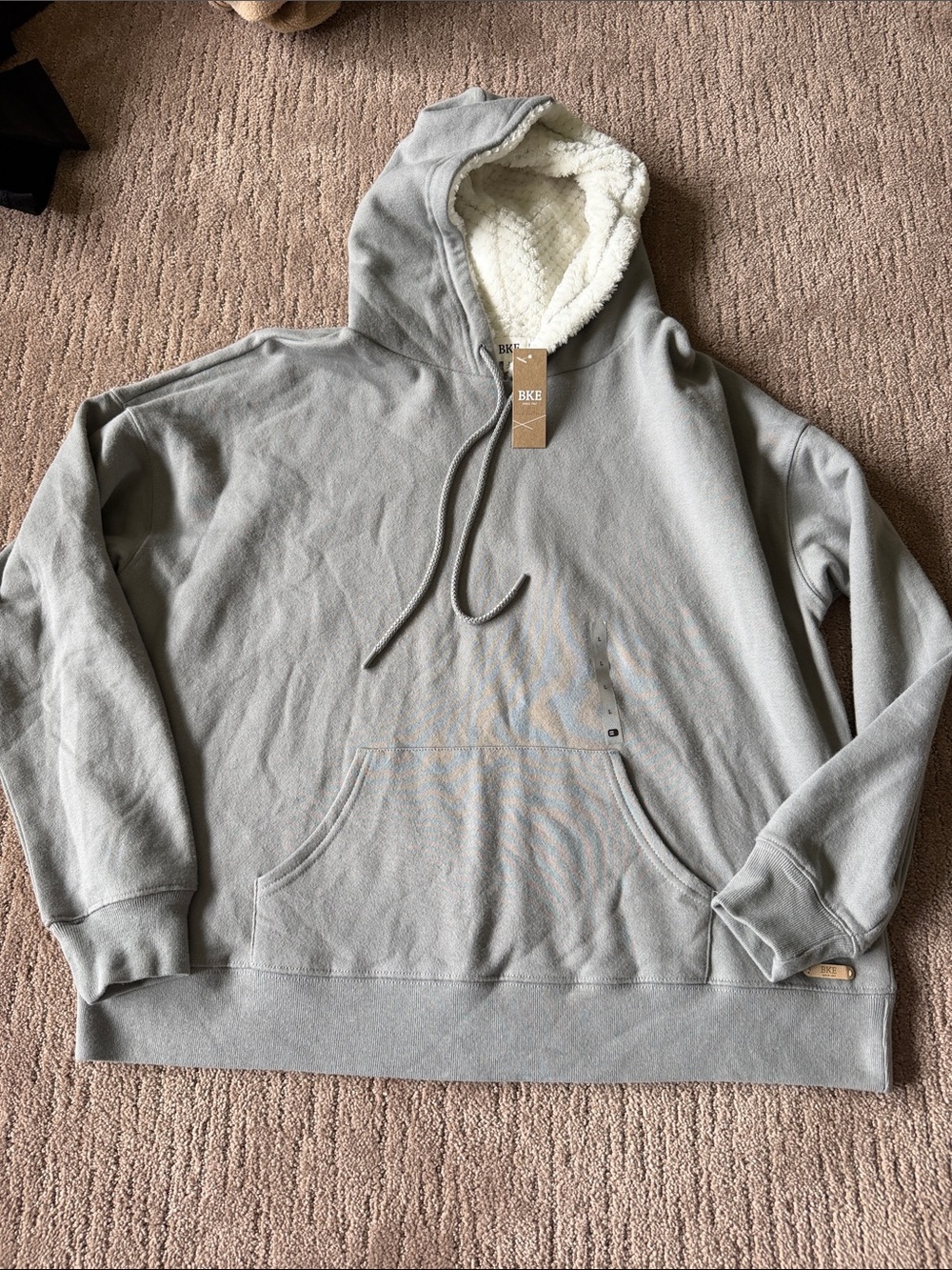 BKE Light Gray Women's Hoodie with Cream Sherpa Hood